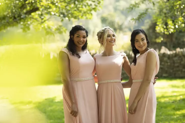 M640 Cowl Back Bridesmaids Dress With Beading True Bridesmaids